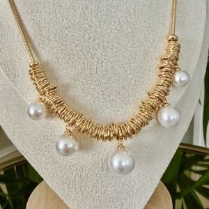 Altın Kaplama İnci Detaylı Kolye