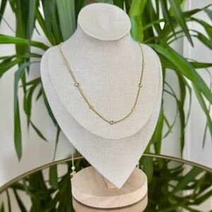 Altın Kaplama Taş Detaylı Zincir Kolye (90cm)