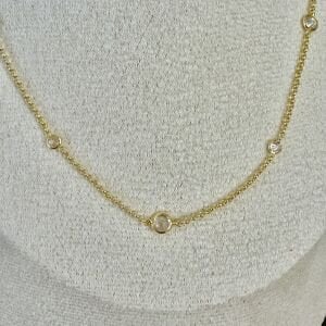 Altın Kaplama Taş Detaylı Zincir Kolye (90cm)