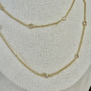 Altın Kaplama Taş Detaylı Zincir Kolye (90cm)