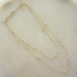 Altın Kaplama Taş Detaylı Zincir Kolye (90cm)