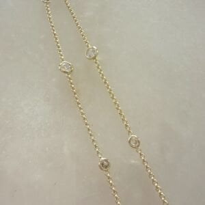 Altın Kaplama Taş Detaylı Zincir Kolye (90cm)