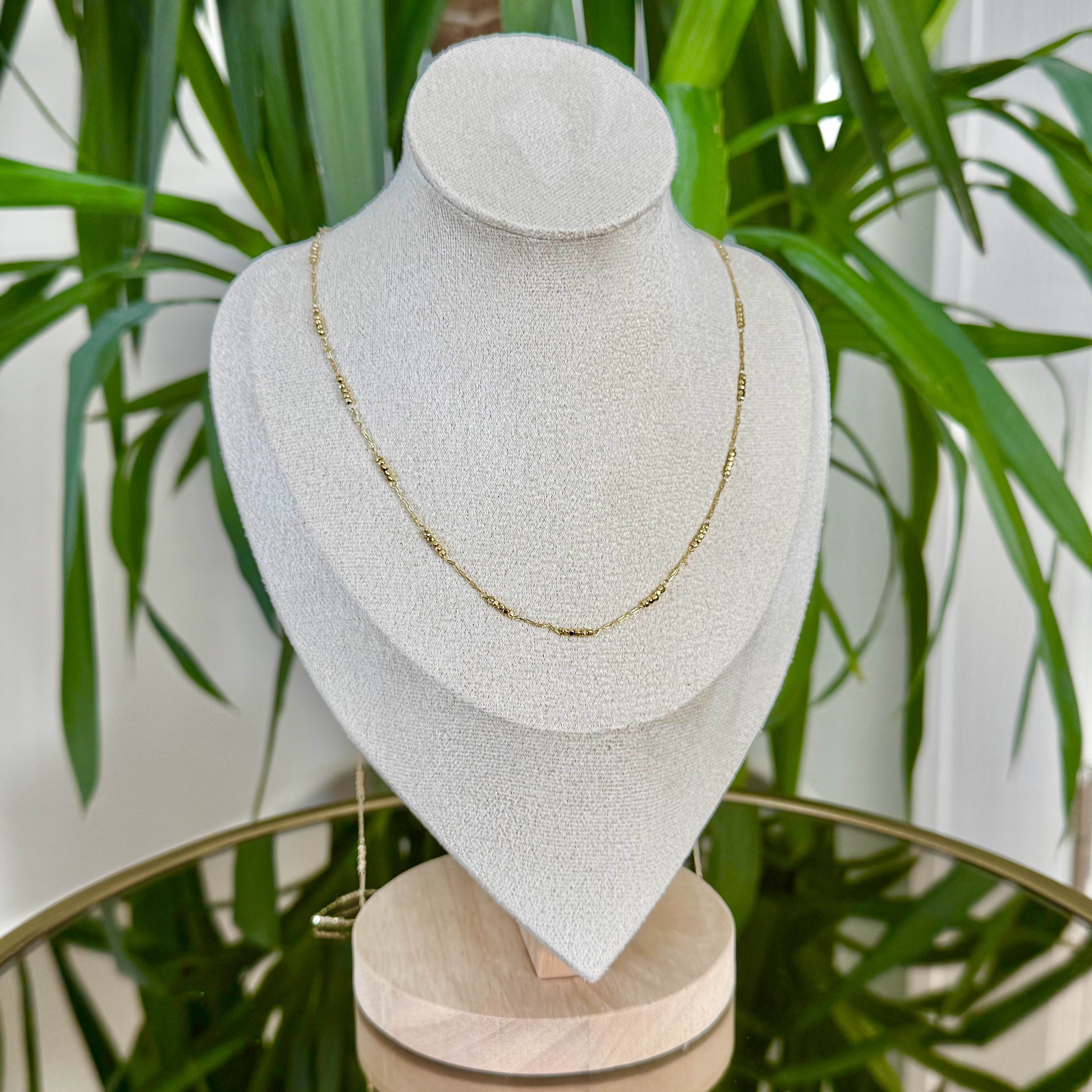 Altın Kaplama Mini Topçuk Detaylı Zincir Kolye (90cm)