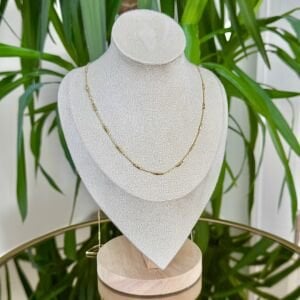 Altın Kaplama Mini Topçuk Detaylı Zincir Kolye (90cm)