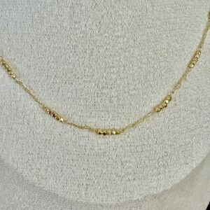 Altın Kaplama Mini Topçuk Detaylı Zincir Kolye (90cm)