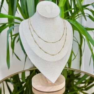 Altın Kaplama Mini Topçuk Detaylı Zincir Kolye (90cm)