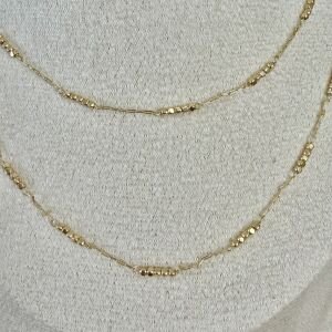 Altın Kaplama Mini Topçuk Detaylı Zincir Kolye (90cm)