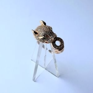 Kaplan Figürlü Ayarlanabilir Özel Seri Yüzük