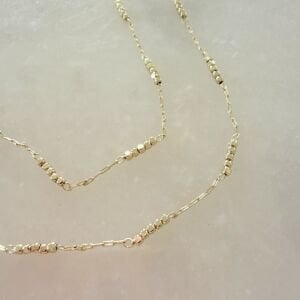 Altın Kaplama Mini Topçuk Detaylı Zincir Kolye (90cm)