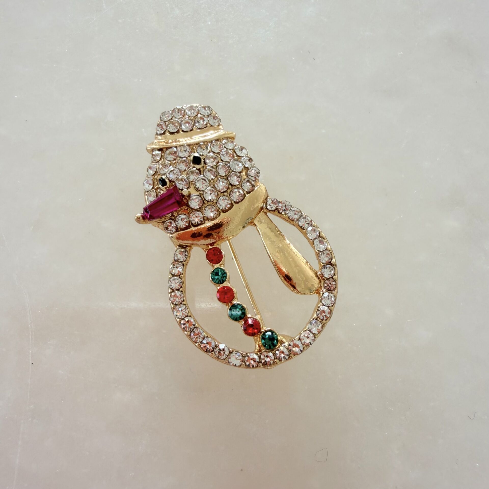 Taşlı Kardan Adam Yeniyıl Broş