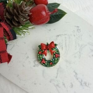 Yeşil Boncuklu Çelenk Yeniyıl Broş