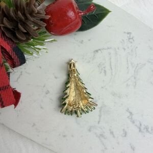 Kırmızı Taş Detaylı Çam Ağacı Yeniyıl Broş