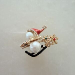 Kayak Yapan İnci Kardan Adam Broş