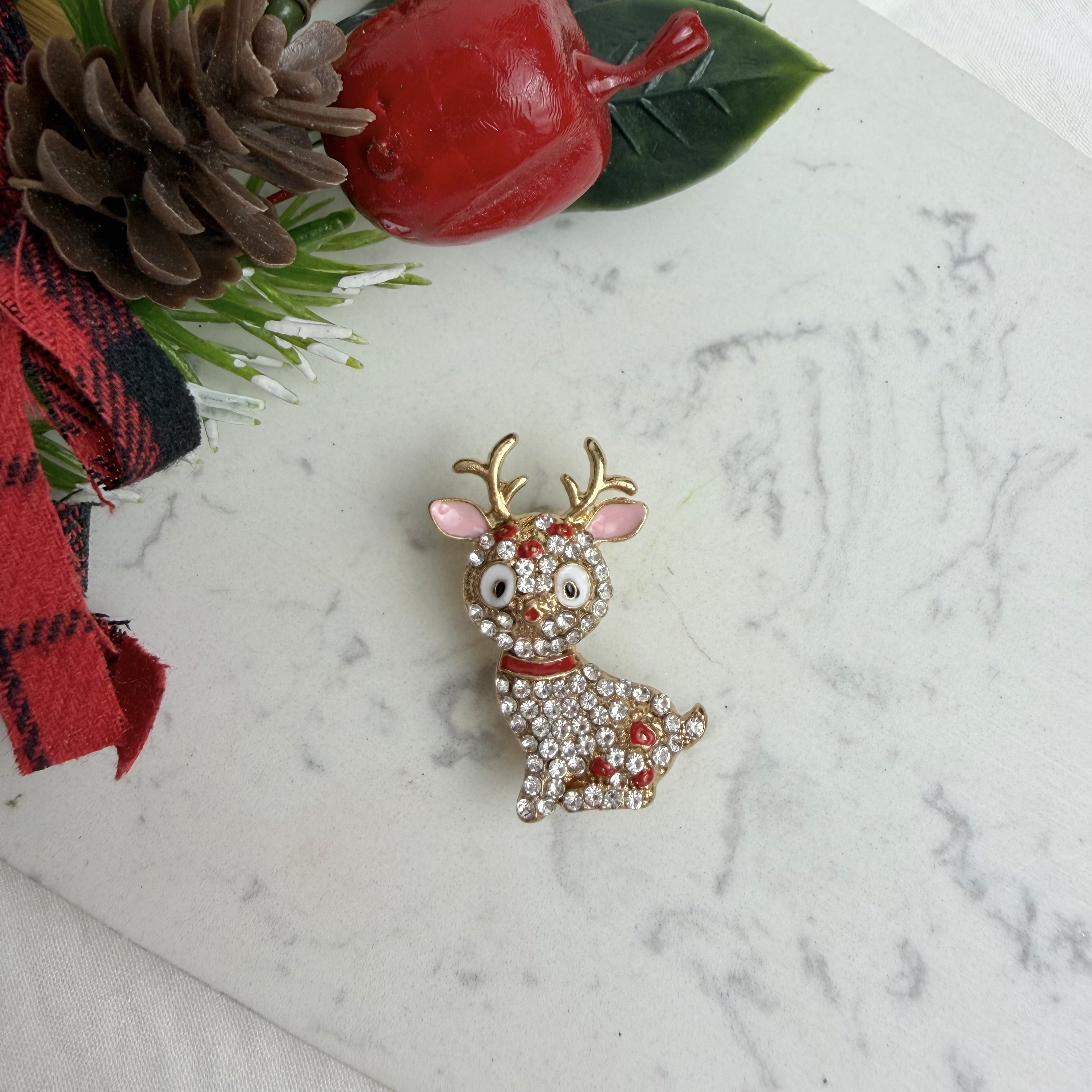 Taşlı Yavru Geyik Broş