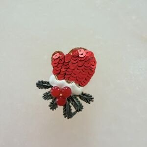 Kırmızı Pullu Yeniyıl Eldiven Broş