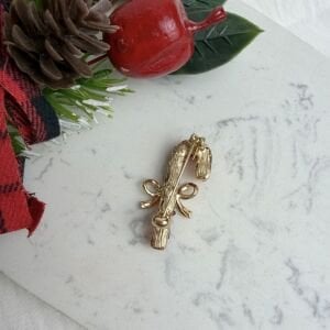 Kırmızı Boncuklu Baston Şeker Broş