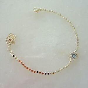 Altın Kaplama Nazar Detaylı Ezme Bileklik