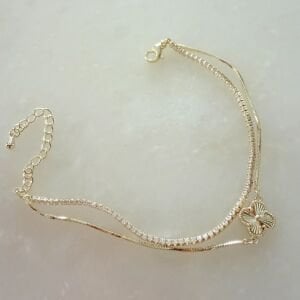 Altın Kaplama Yonca Detaylı Suyolu Çift Sıra Bileklik