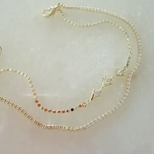 Altın Kaplama V Detaylı Suyolu Çift Sıra Bileklik