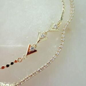 Altın Kaplama V Detaylı Suyolu Çift Sıra Bileklik