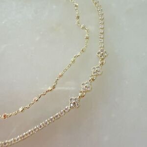 Altın Kaplama Yonca Detaylı Yolu Çift Sıra Bileklik