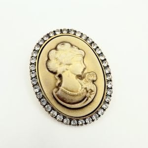 Gold Kenarları Taşlı Vintage Broş