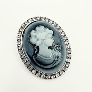 Gümüş Kenarları Taşlı Vintage Broş