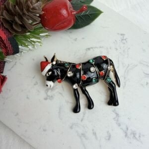 Sevimli Yeniyıl Kutlayan Eşek Broş