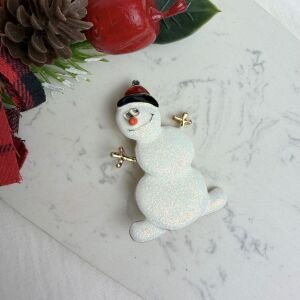 Simli Sevimli Kardan Adam Broş