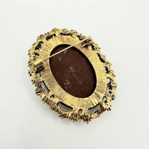 Gold Kenarları Montör Taşlı Vintage Broş