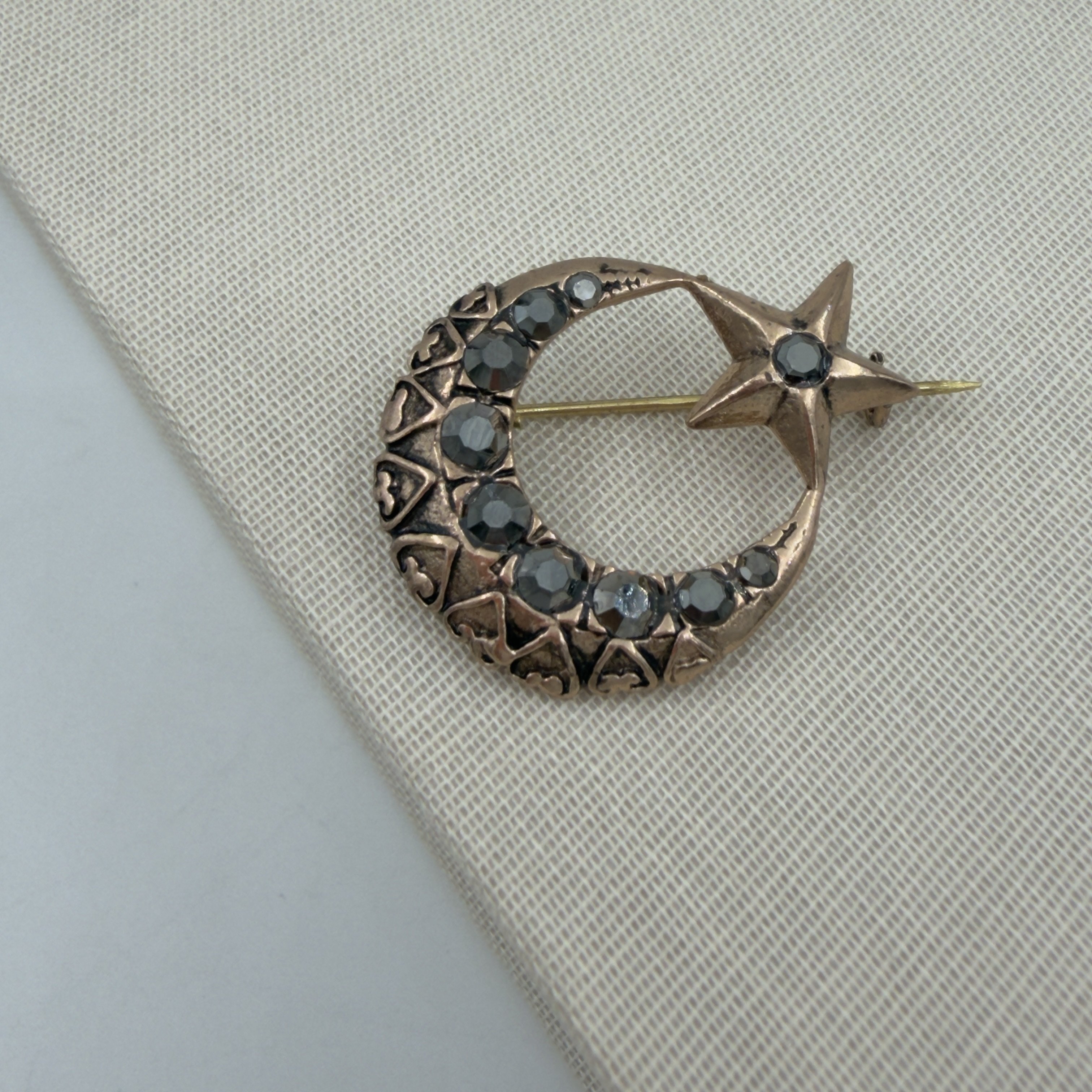 Taşlı Ay Yıldız Broş