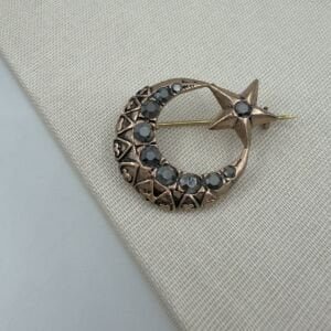 Taşlı Ay Yıldız Broş