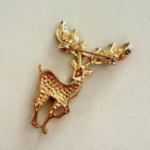 Yeniyıl Renkli Taşlı Geyik Broş