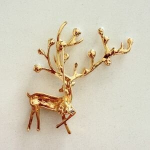 İnci Ve Taş Detaylı Geyik Broş