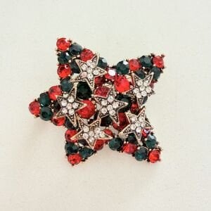 Renkli Taşlı Yeniyıl Yıldız Broş