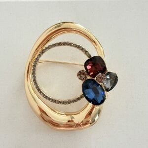 Taş Detaylı Gold Tasarım Broş