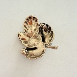 Yeşil Taşlı Vintage Yaprak Broş