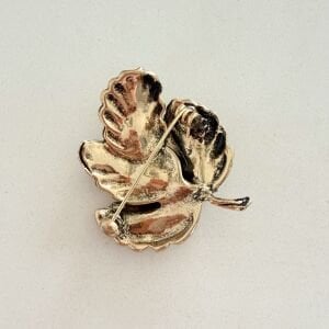 Siyah Taşlı Vintage Yaprak Broş