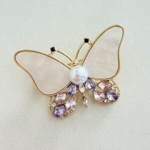 Renkli Taşlı Kelebek Broş