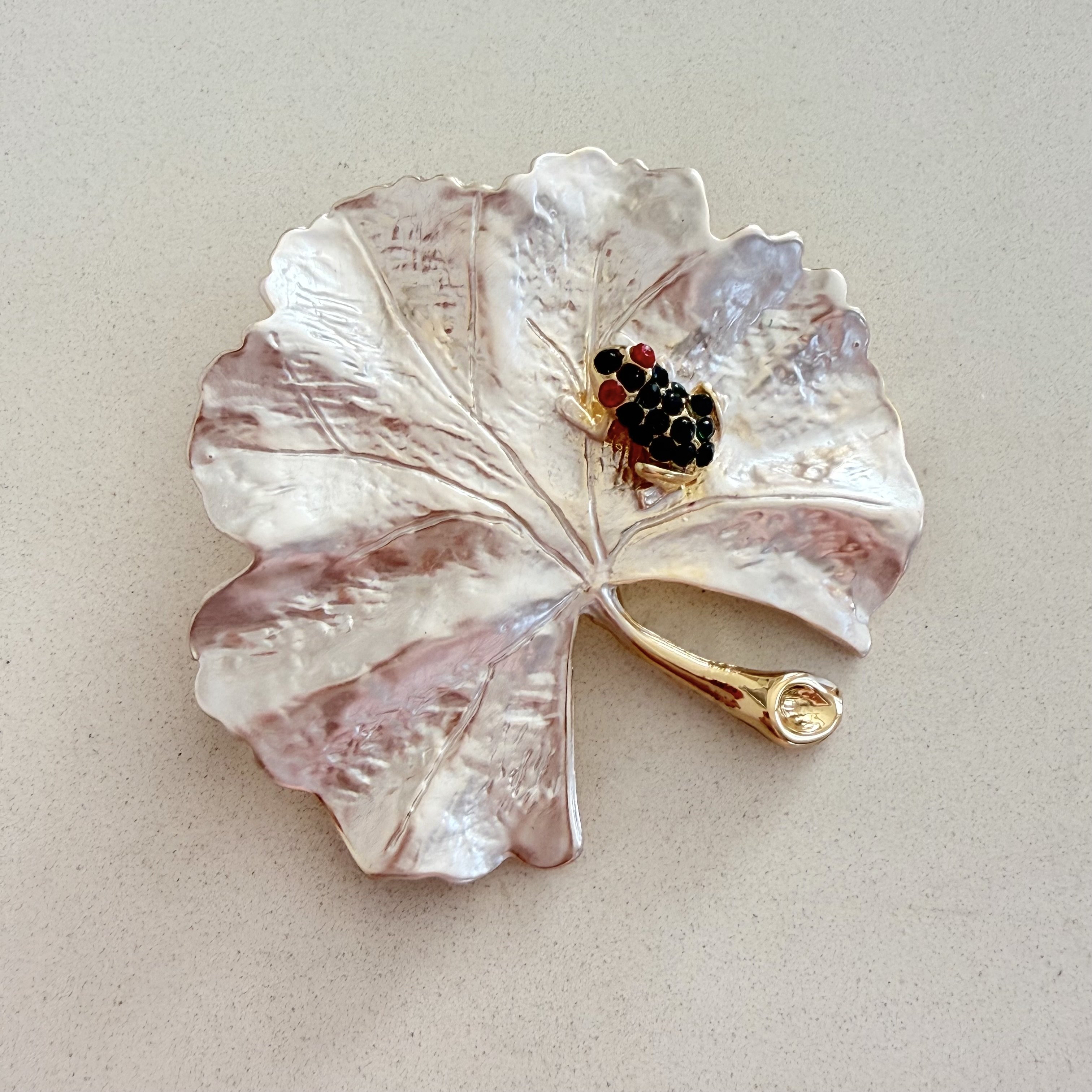 Kurbağacık Detaylı Beyaz Yaprak Broş