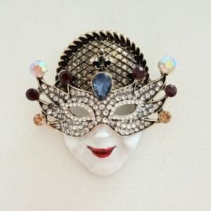 Taşlı Maske Broş